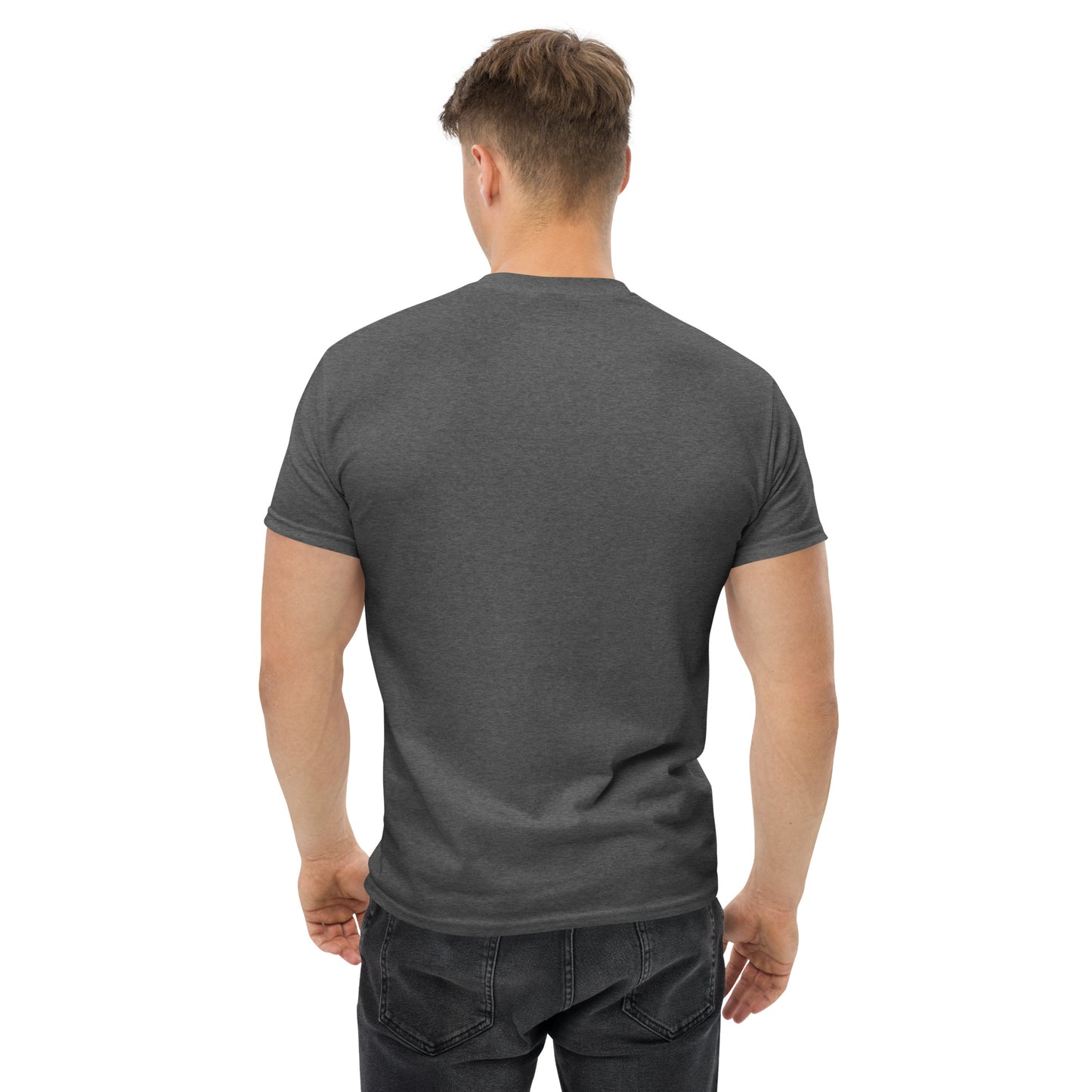 Back view of Mr Farts classic t-shirt in dark heather
