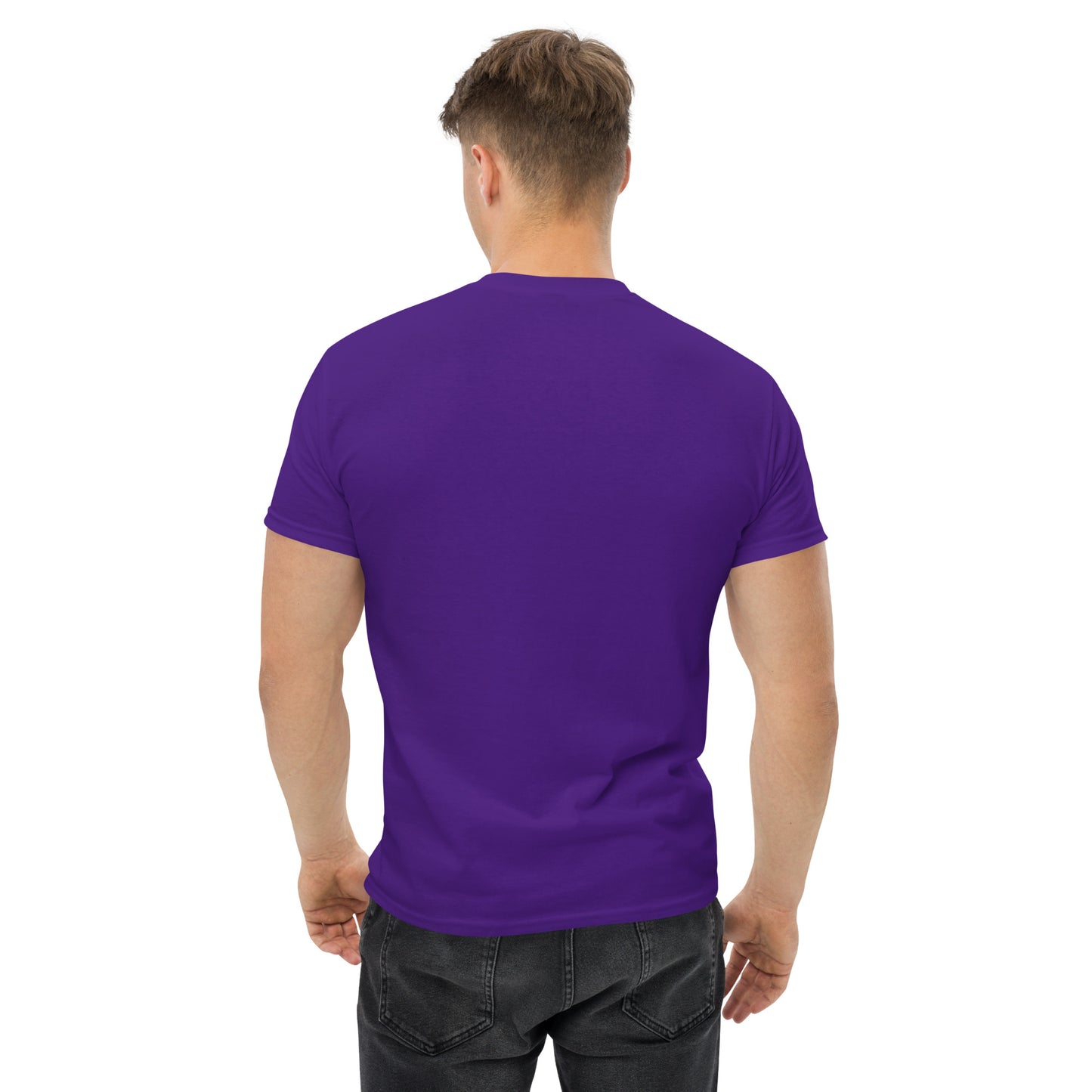Back view of Mr Farts classic t-shirt in purple