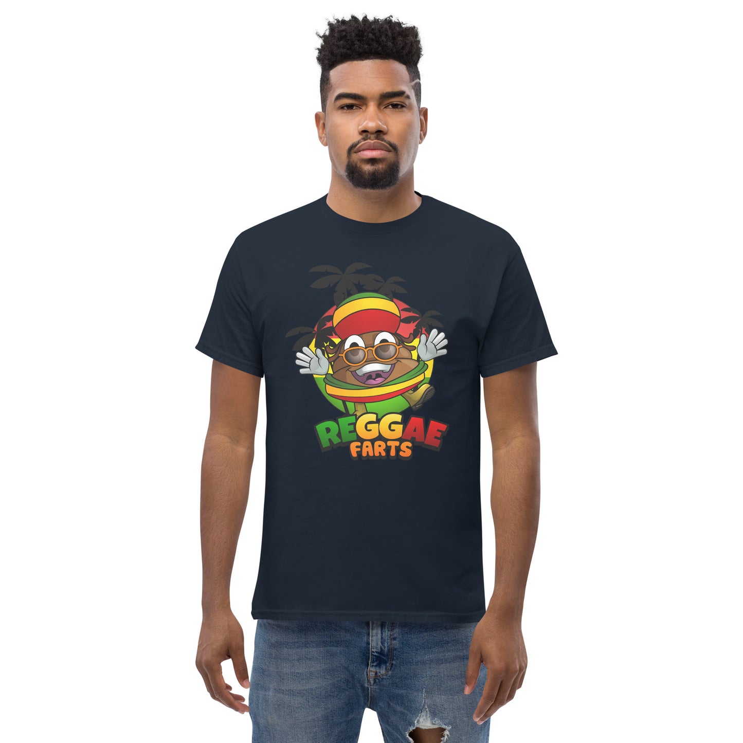 Reggae Farts t-shirt in navy front view
