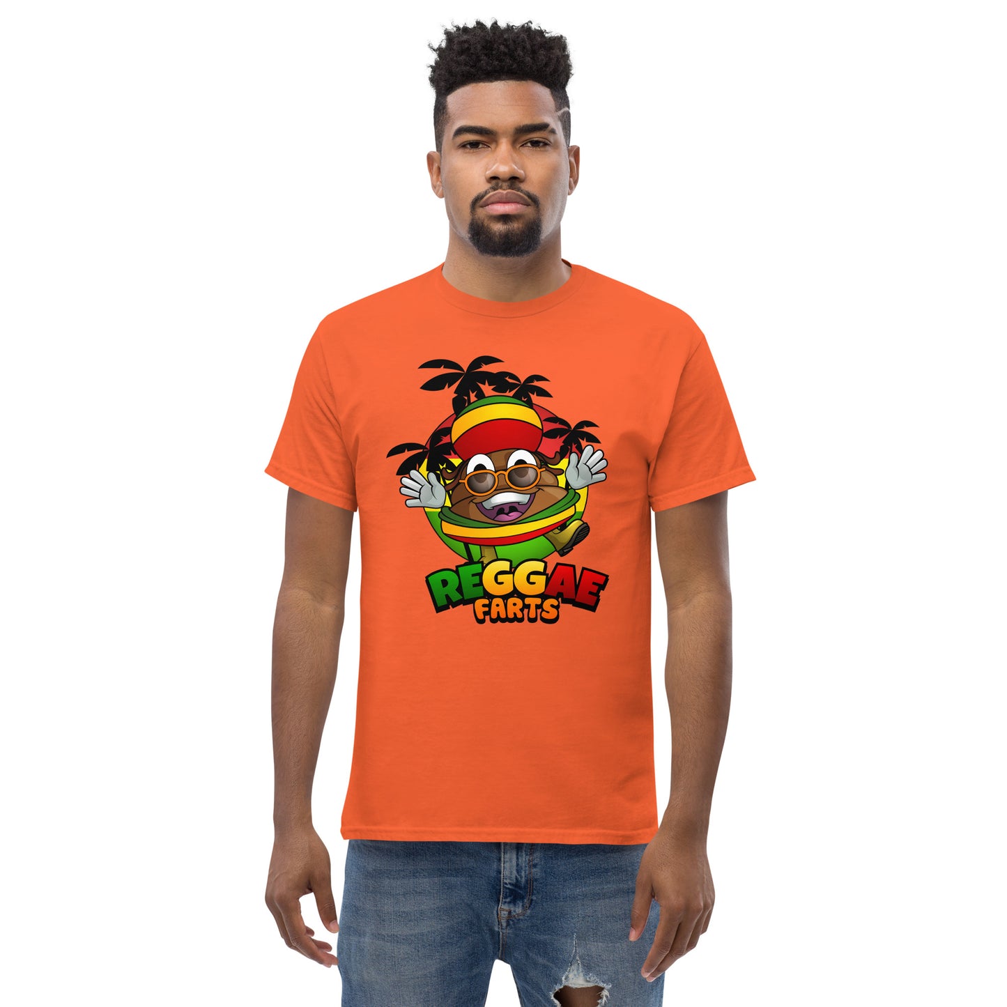 Reggae Farts t-shirt in orange front view