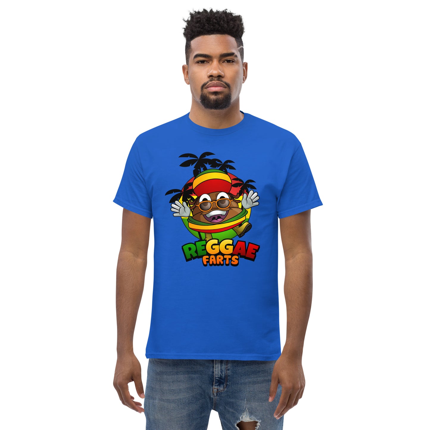Blue Reggae Farts t-shirt front view