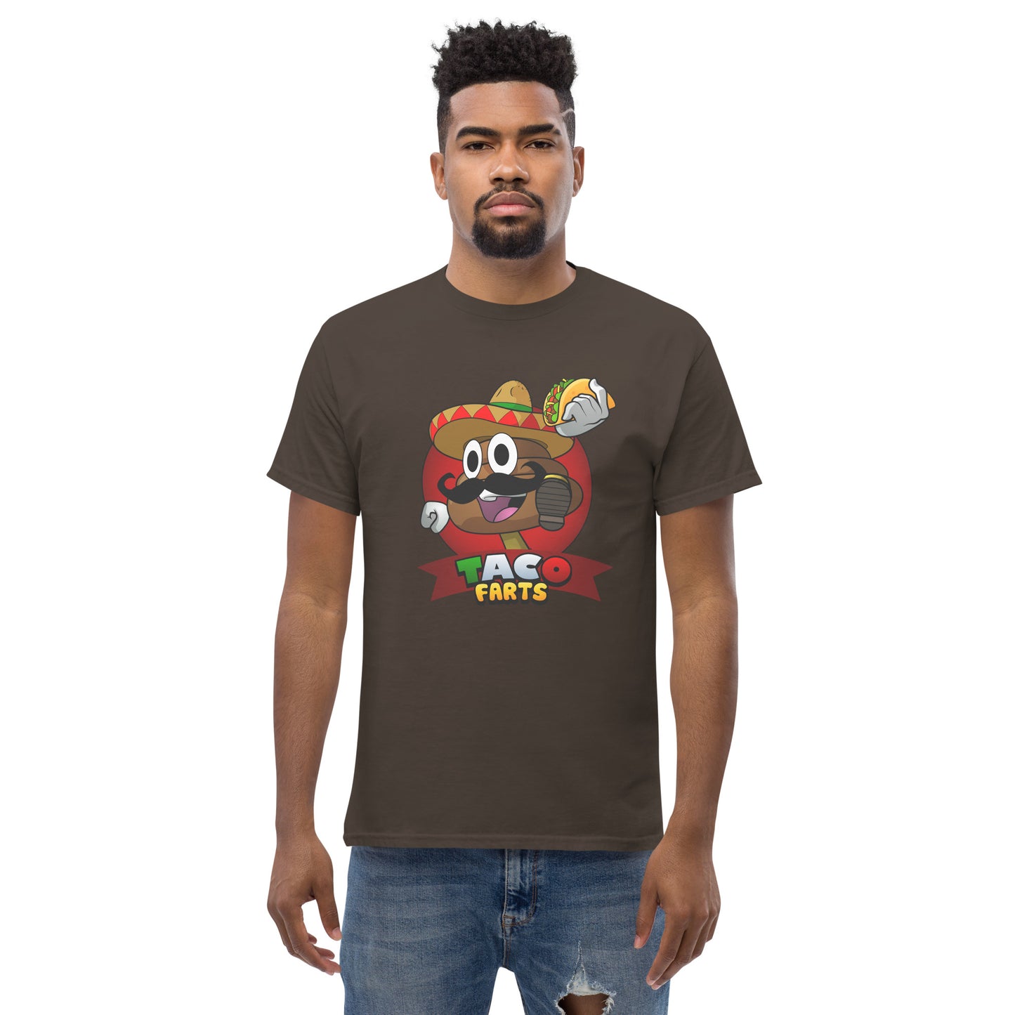 Taco Farts t-shirt in dark chocolate front