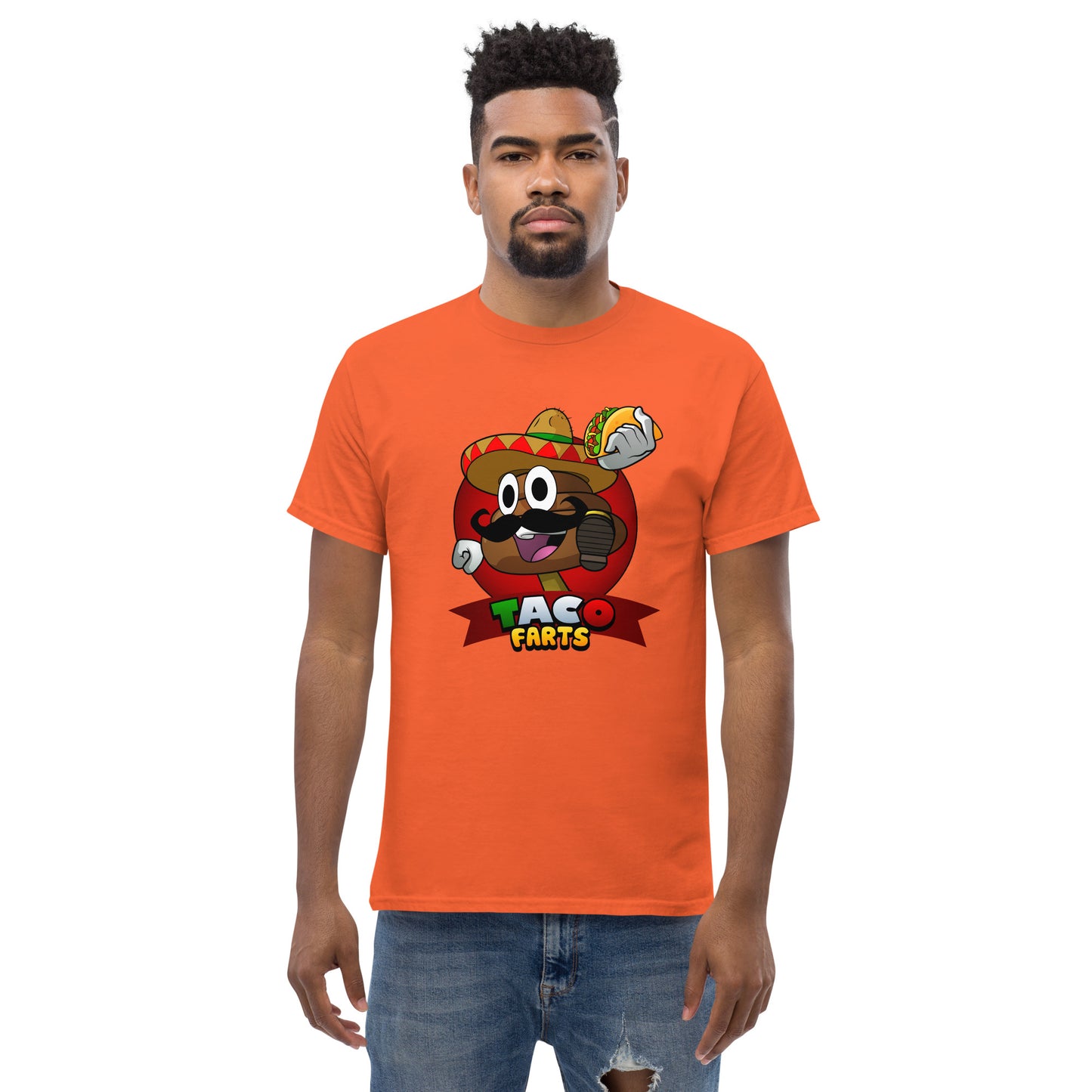 Taco Farts t-shirt in orange front view