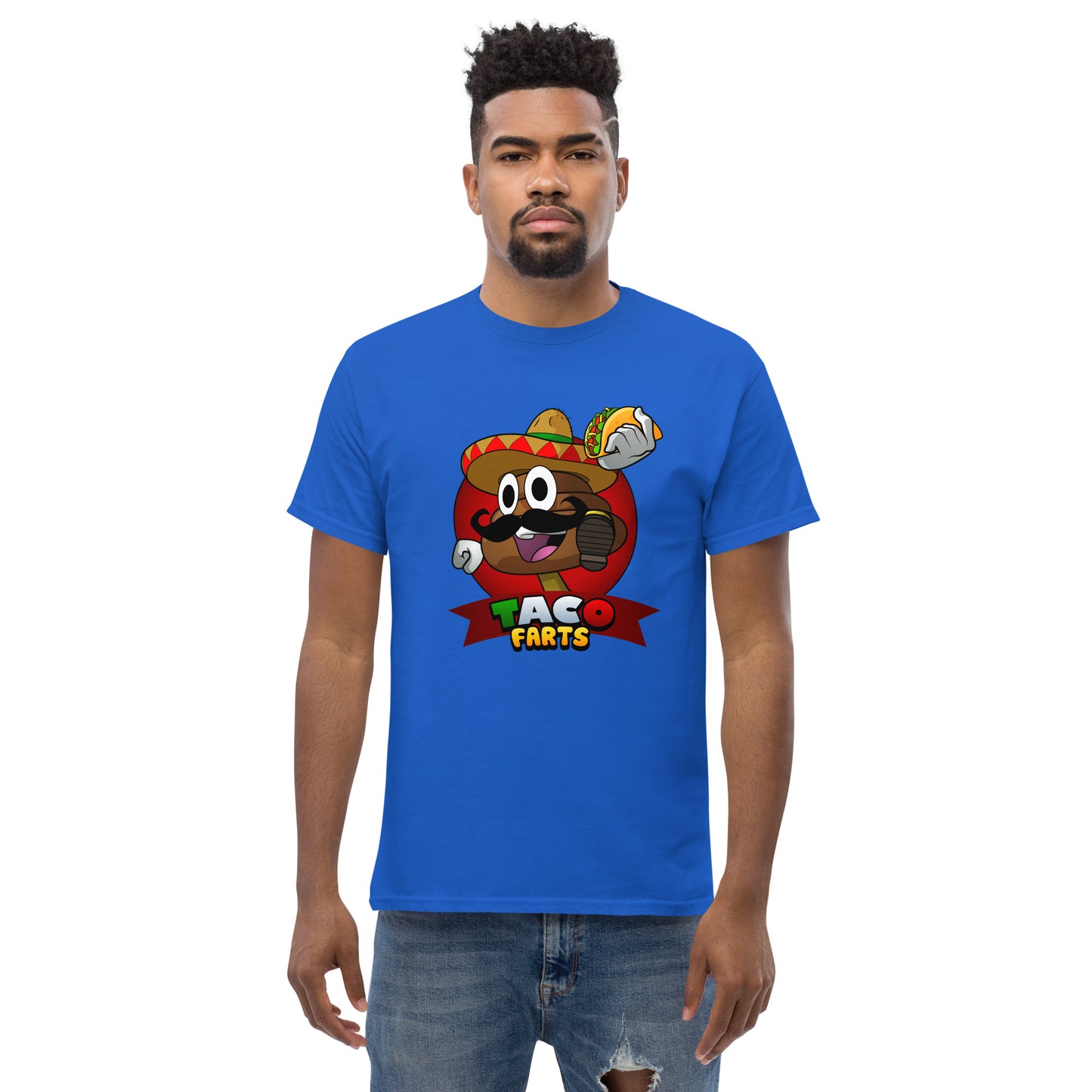 Taco Farts t-shirt in blue front view