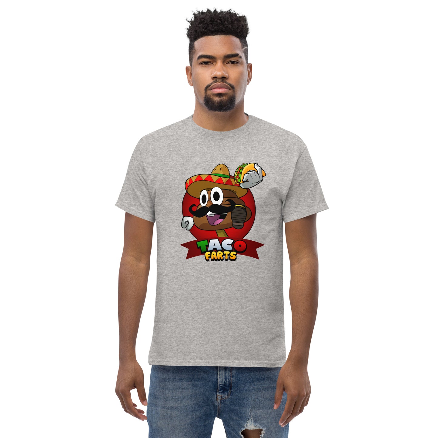 Taco Farts t-shirt in light grey front view