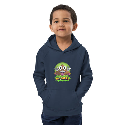 French Navy Mr Farts hoodie on happy child facing camera, clearly see Mr Frats print 

