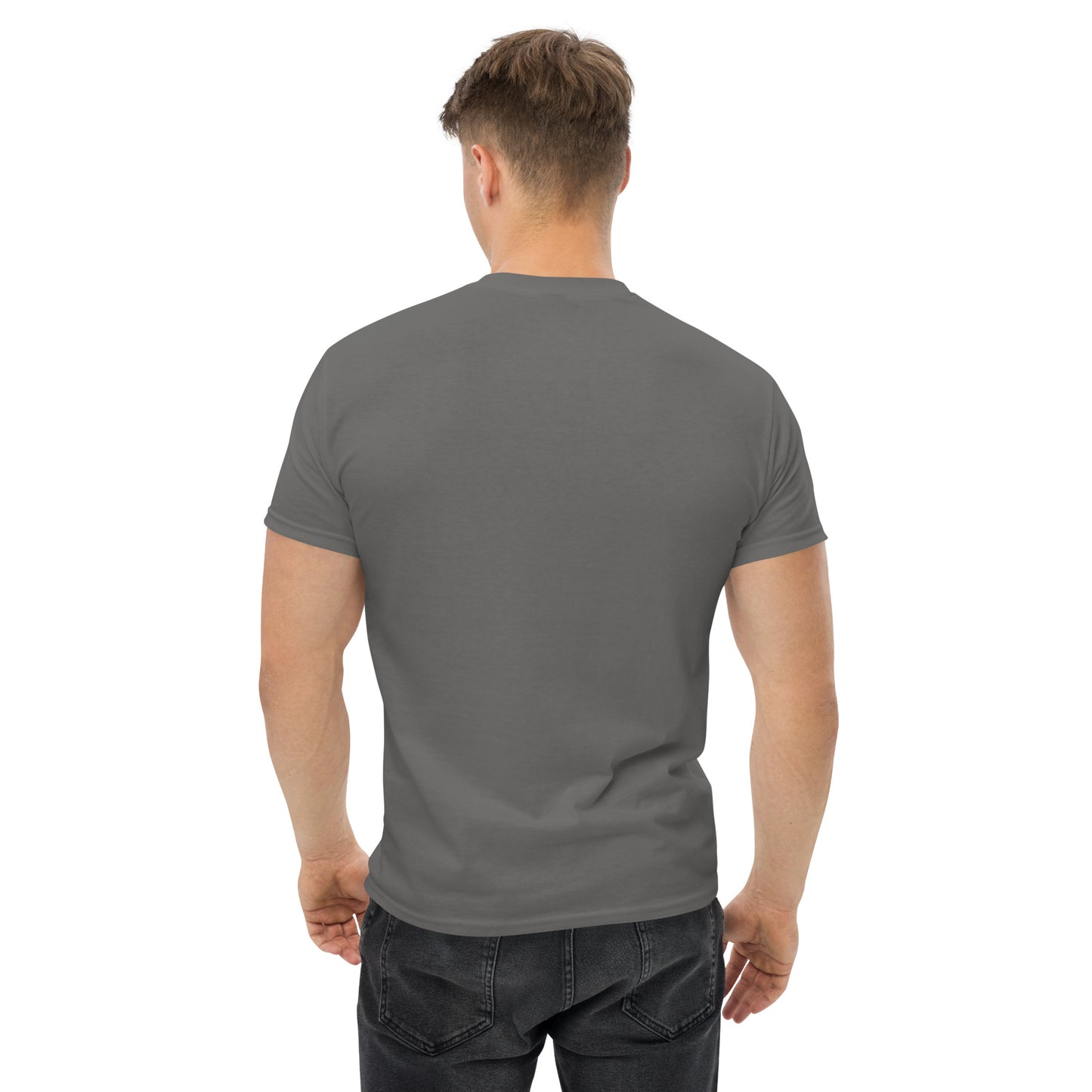 Back view of Mr Farts classic t-shirt in charcoal 