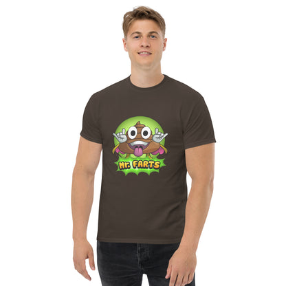 Front view of Mr Farts classic t-shirt in Dark Chocolate 