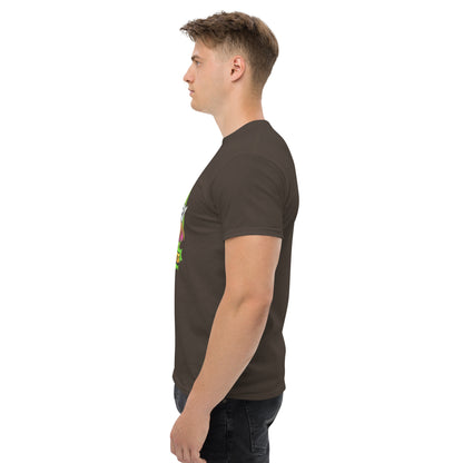 Left side profile of Mr Farts t-shirt in dark chocolate 