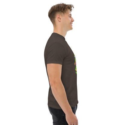 Right side profile of Mr Farts t-shirt in dark chocolate 