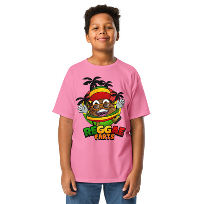 Pink/azalea Reggae Farts kids t-shirt with bright design, Rasta Mr Farts 