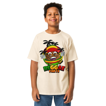 Youth Reggae Farts t-shirt in cream natural white colour, with bold print