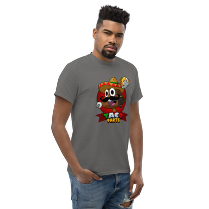 Mr Farts from Taco Farts print on charcoal t-shirt 