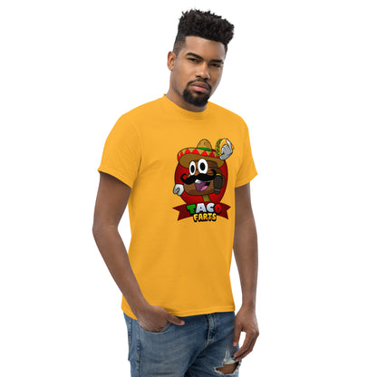 Mr Farts from Taco Farts bold print on Gold t-shirt 